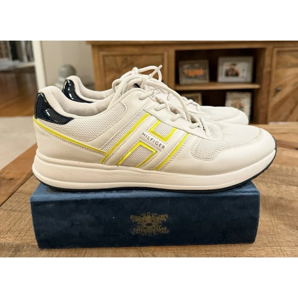 Tommy Hilfiger Twraakel-M Sneakers Womens 10 White Yellow Blue Lace Up